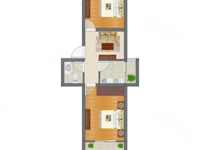2室1厅 49.00平米