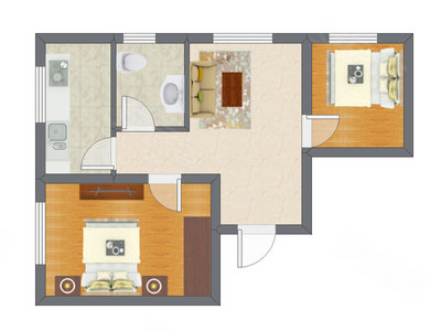 2室1厅 50.00平米户型图