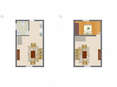 1室2厅 48.00平米户型图