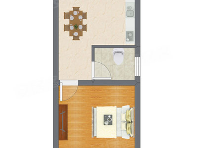 1室1厅 36.95平米户型图