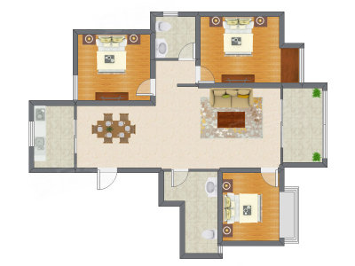 3室2厅 123.14平米