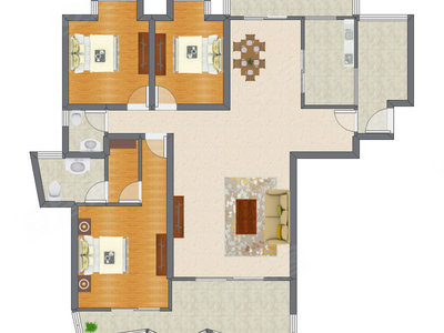3室2厅 172.31平米户型图