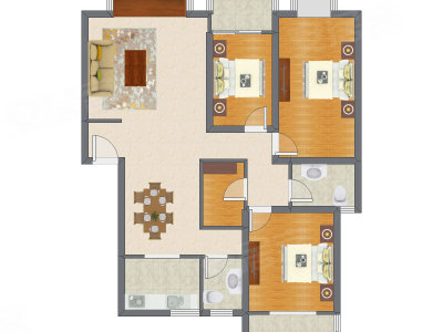 3室2厅 130.88平米户型图