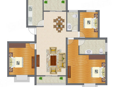 3室2厅 99.42平米户型图