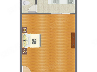 1室0厅 62.81平米户型图