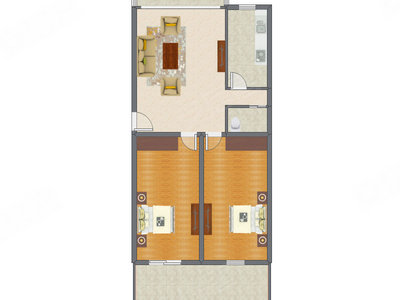 2室1厅 141.34平米户型图