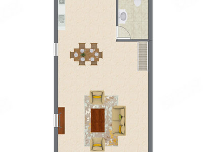 1室1厅 53.27平米户型图