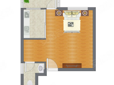 1室0厅 49.86平米户型图