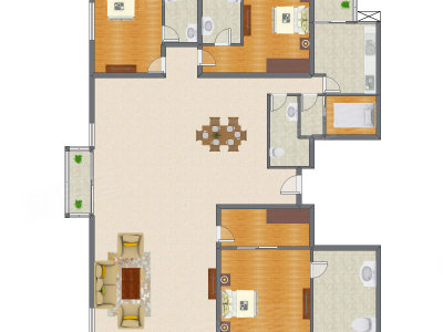3室2厅 233.68平米户型图