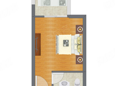 1室0厅 32.70平米户型图