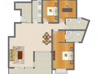 3室2厅 131.17平米户型图
