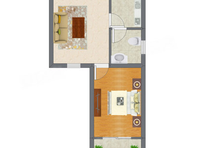 1室1厅 55.00平米户型图