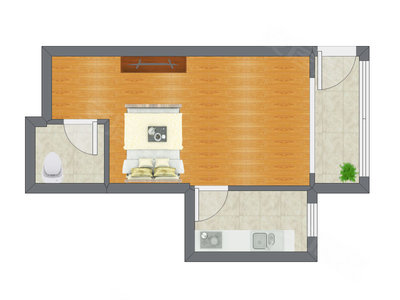 1室0厅 41.06平米户型图
