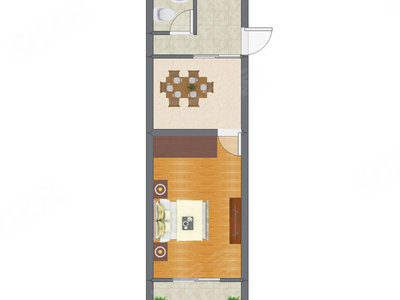 1室1厅 40.40平米户型图