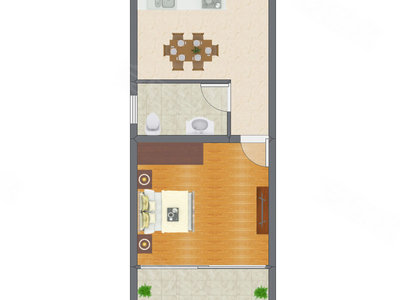 1室1厅 43.89平米