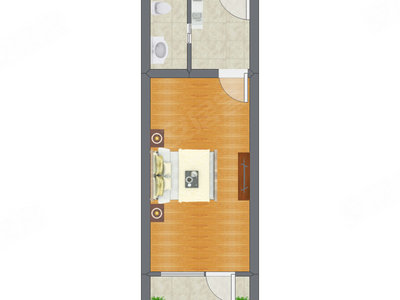 1室0厅 37.61平米户型图