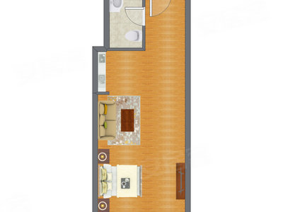 1室0厅 57.58平米户型图