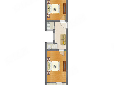 2室1厅 56.68平米户型图