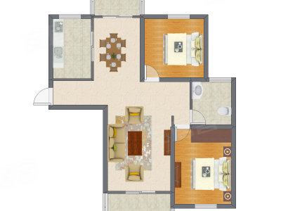 2室2厅 113.83平米户型图