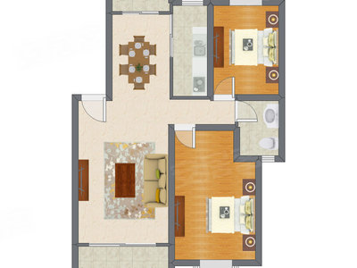 2室2厅 99.41平米户型图