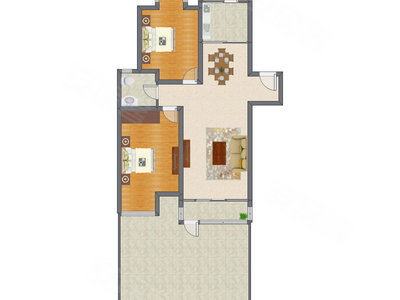 2室2厅 99.62平米户型图