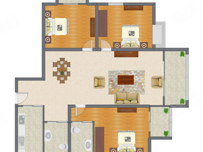 3室2厅 179.00平米户型图