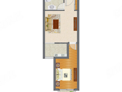 1室1厅 63.35平米户型图
