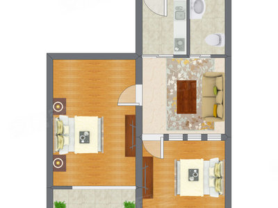 2室1厅 63.11平米
