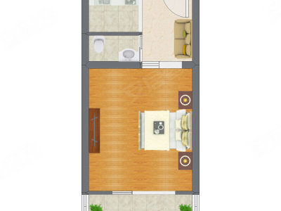 1室1厅 35.00平米户型图