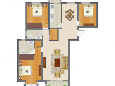 3室2厅 92.39平米