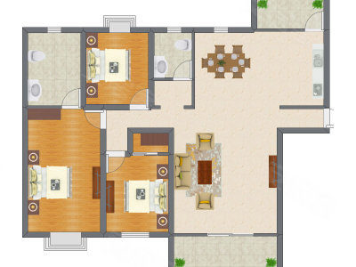 3室1厅 134.35平米