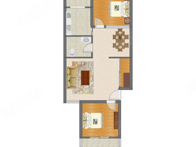 2室2厅 96.17平米户型图