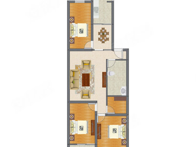 3室2厅 108.75平米户型图