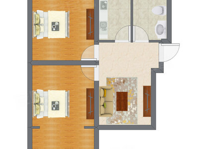 2室1厅 54.60平米