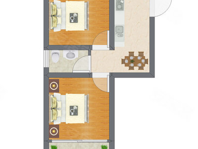 2室1厅 47.30平米