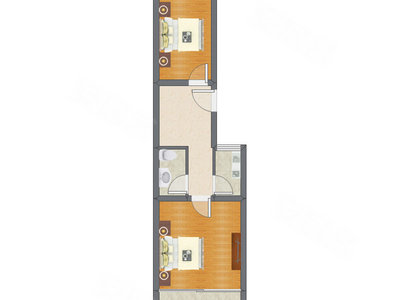 2室1厅 37.34平米