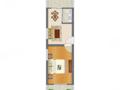 1室2厅 42.78平米