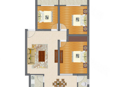 3室2厅 105.29平米户型图