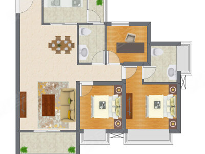 3室2厅 89.00平米户型图