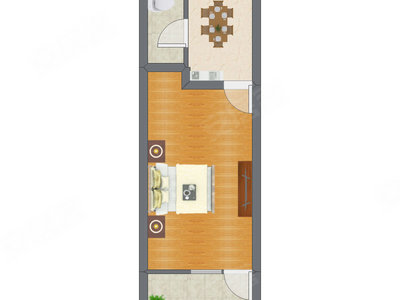 1室1厅 35.36平米户型图