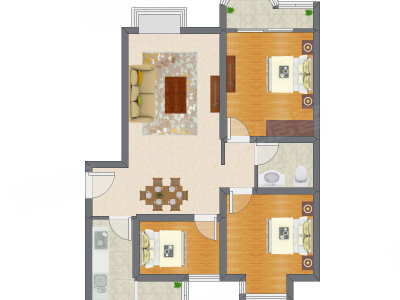 3室2厅 97.70平米