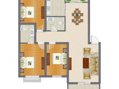 3室2厅 92.14平米