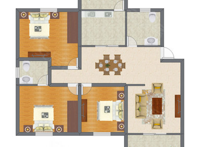 3室1厅 90.65平米