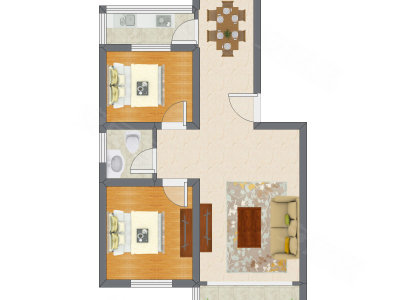2室2厅 75.41平米户型图