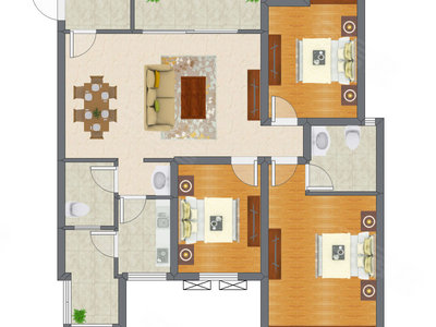 3室2厅 106.75平米