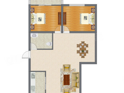 2室2厅 84.22平米户型图