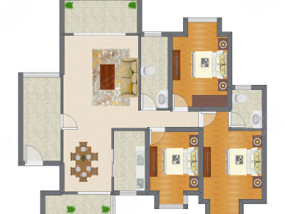 2室2厅 131.33平米户型图