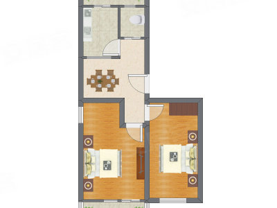 2室1厅 60.88平米