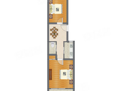 2室1厅 57.80平米户型图