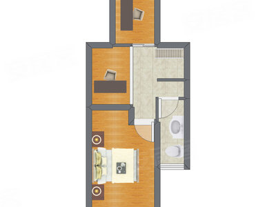 3室1厅 50.98平米户型图